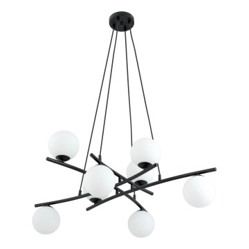 Luster na sajli ESSA 8xE14/10W/230V crno/bela