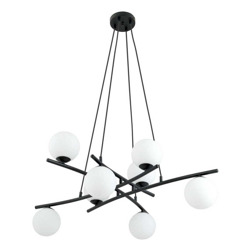Luster na sajli ESSA 8xE14/10W/230V crno/bela
