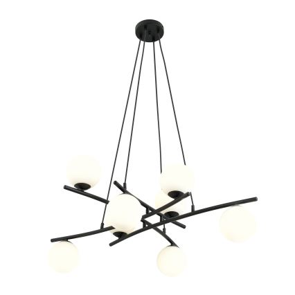 Luster na sajli ESSA 8xE14/10W/230V crno/bela