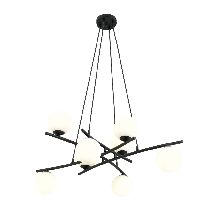 Luster na sajli ESSA 8xE14/10W/230V crno/bela