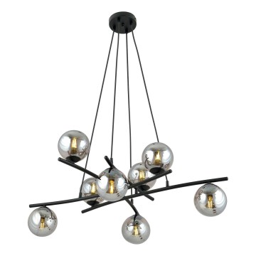 Luster na sajli ESSA 8xE14/10W/230V crno/dimno