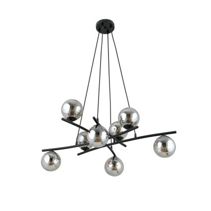 Luster na sajli ESSA 8xE14/10W/230V crno/dimno