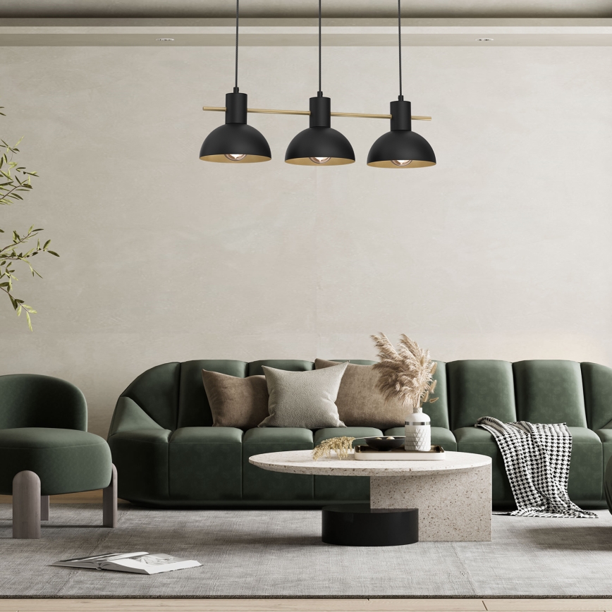 Luster na sajli ESTATE MINI 3xE27/15W/230V crno