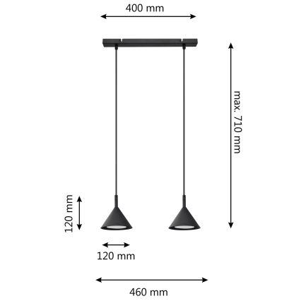 Luster na sajli ETNA 2xGX53/15W/230V crno