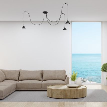 Luster na sajli ETNA LONG 3xGX53/10W/230V pauk crno