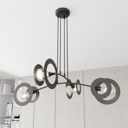 Luster na sajli EUFORIA 4xE27/15W/230V crno