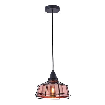Luster na sajli FACTORY 1xE27/11W/230V roze zlatno/crno