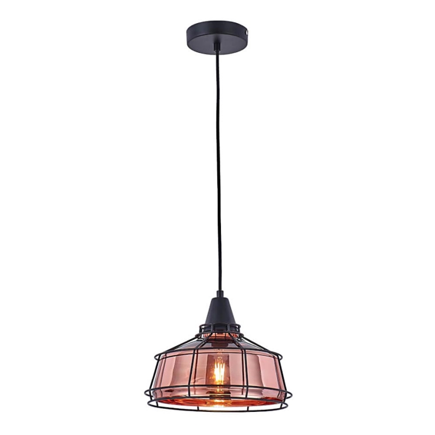 Luster na sajli FACTORY 1xE27/11W/230V roze zlatno/crno