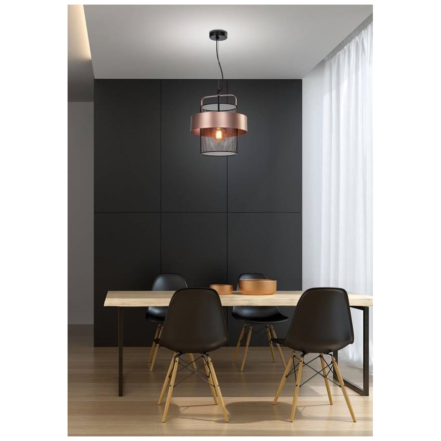 Luster na sajli FIBA 1xE27/60W/230V roze zlatno/crno