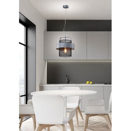 Luster na sajli FIBA 1xE27/60W/230V srebrno/crno