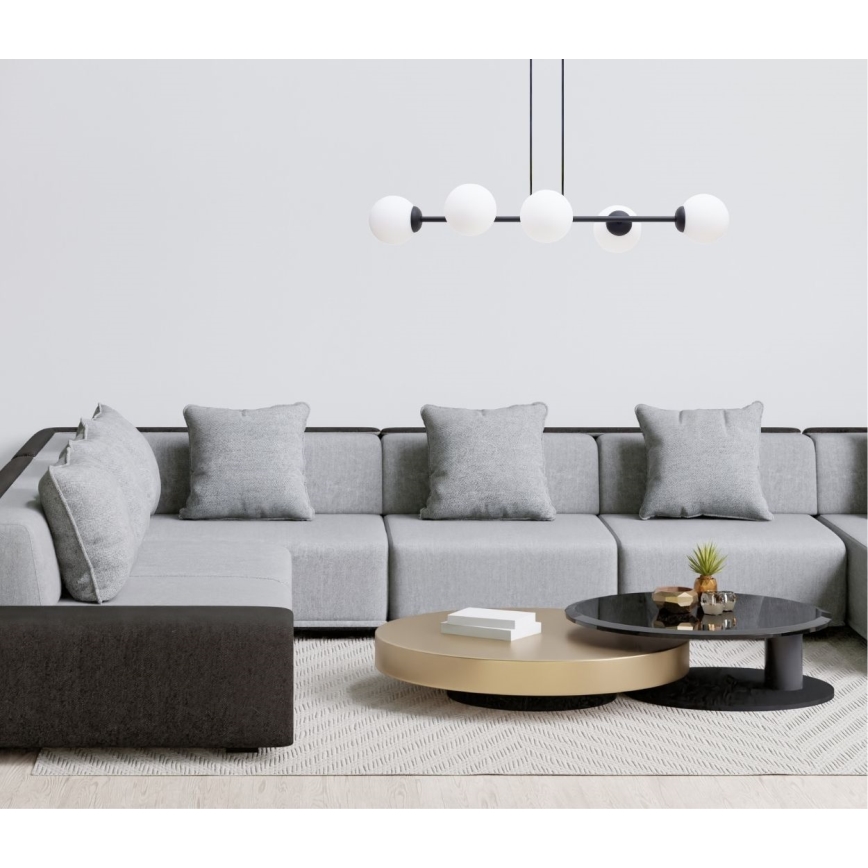 Luster na sajli FIRA 5xE27/60W/230V crno