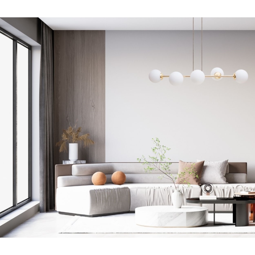 Luster na sajli FIRA 5xE27/60W/230V crno