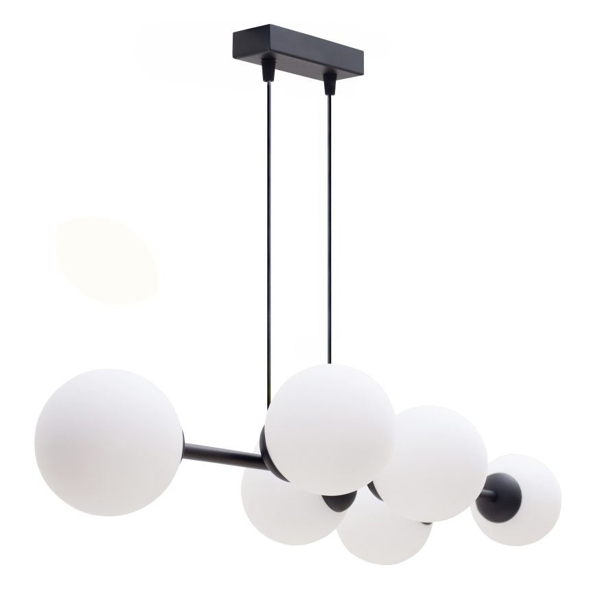 Luster na sajli FIRA 5xE27/60W/230V crno