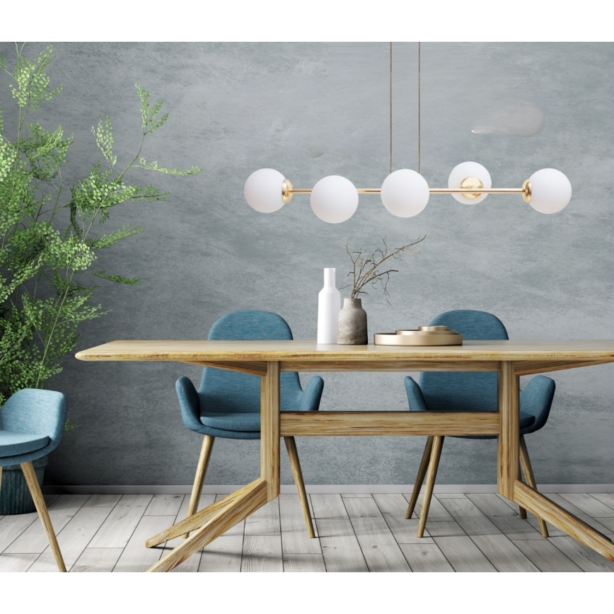 Luster na sajli FIRA 5xE27/60W/230V zlatna