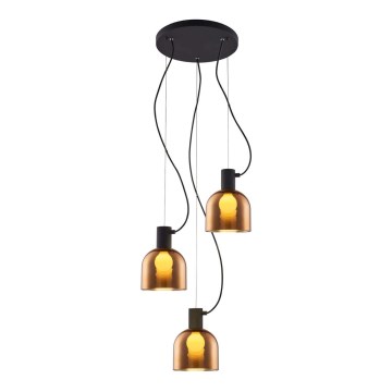 Luster na sajli FIRE 3xE27/9W/230V braon/crno