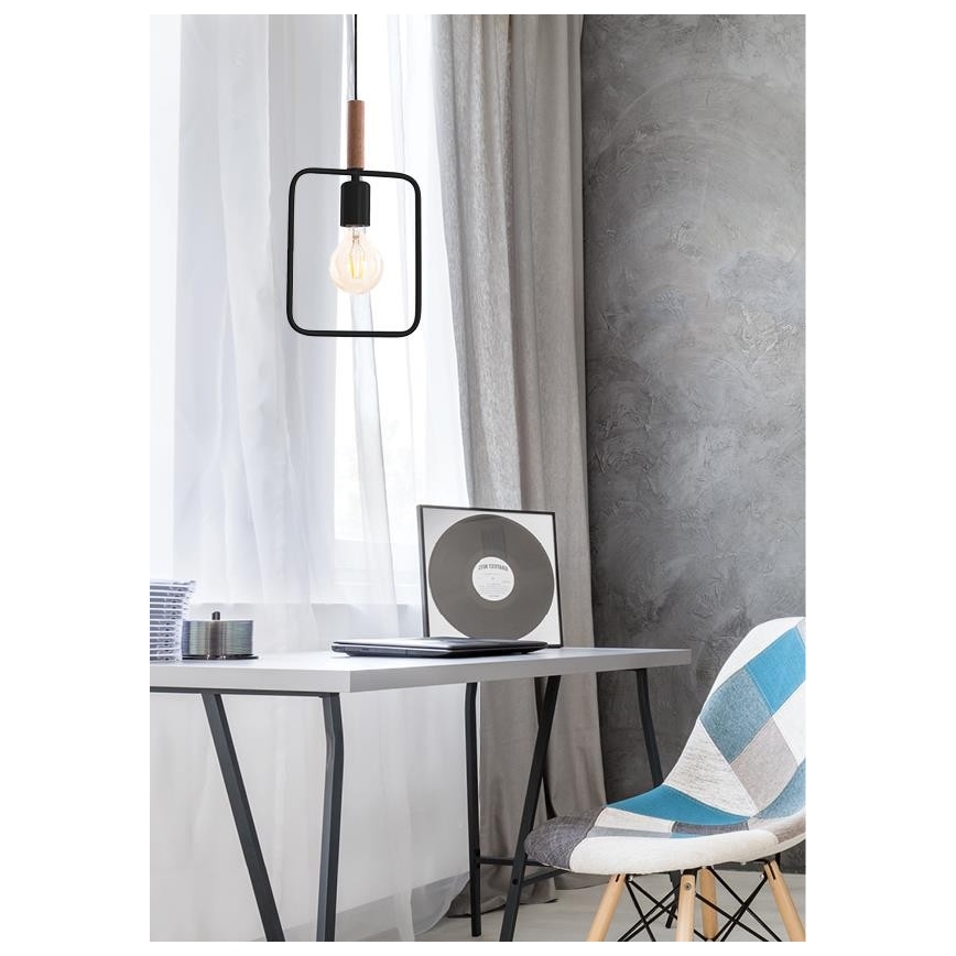 Luster na sajli FRAME 1xE27/60W/230V crno