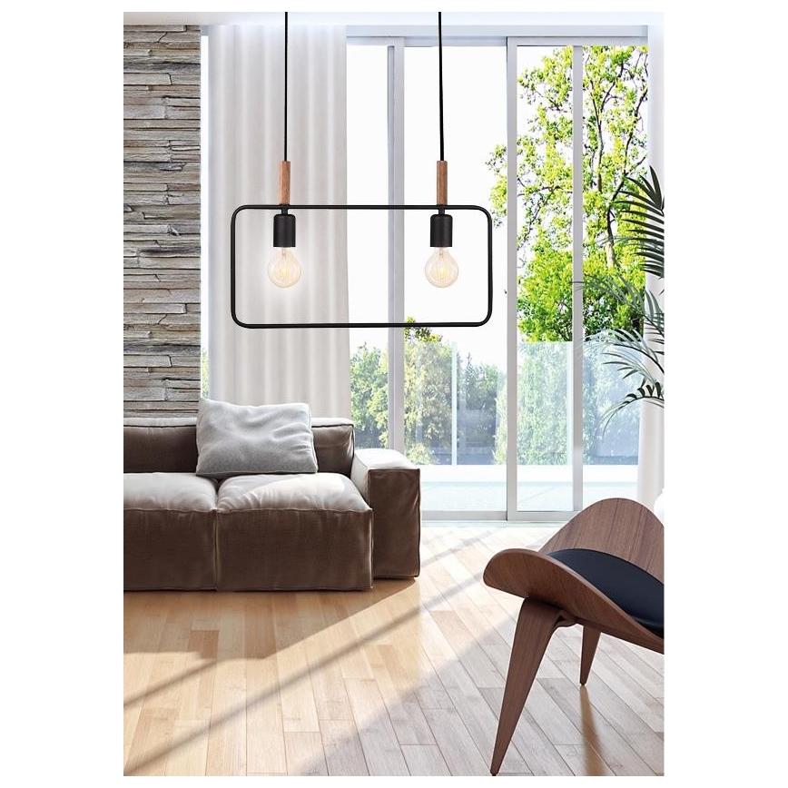 Luster na sajli FRAME 2xE27/60W/230V crno