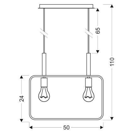 Luster na sajli FRAME 2xE27/60W/230V crno