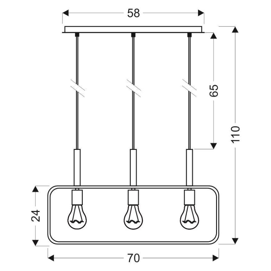 Luster na sajli FRAME 3xE27/60W/230V crno