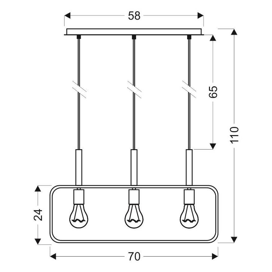 Luster na sajli FRAME 3xE27/60W/230V crno