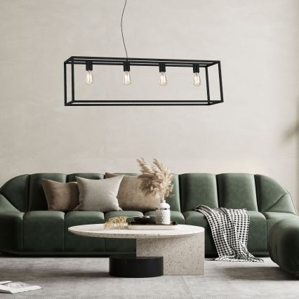 Luster na sajli FRAME 4xE27/60W/230V crno