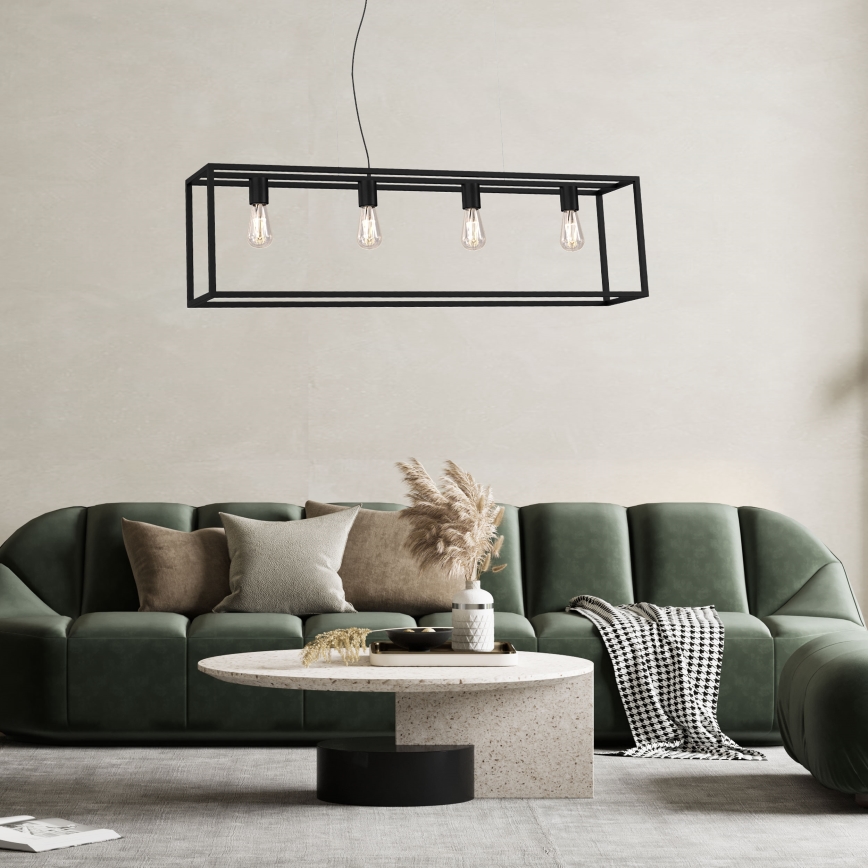 Luster na sajli FRAME 4xE27/60W/230V crno