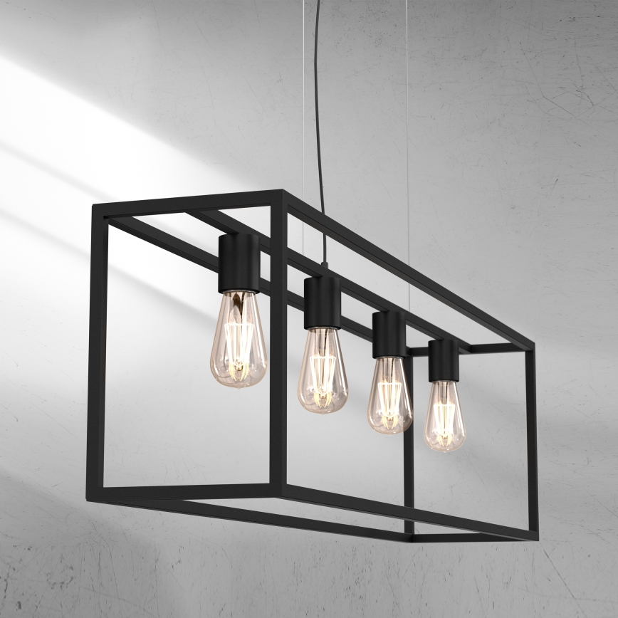 Luster na sajli FRAME 4xE27/60W/230V crno