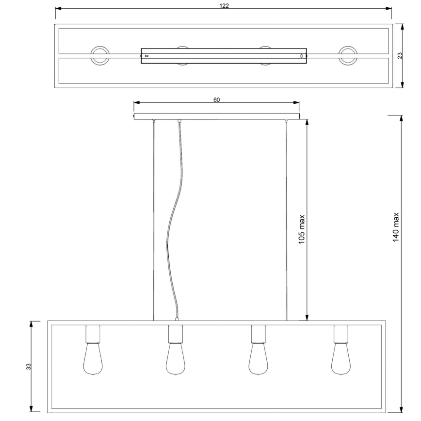 Luster na sajli FRAME 4xE27/60W/230V crno