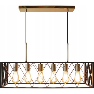 Luster na sajli FRAME 6xE27/60W/230V crna/zlatna