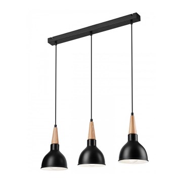 Luster na sajli FRANCESCA 3xE27/60W/230V crno/bukva