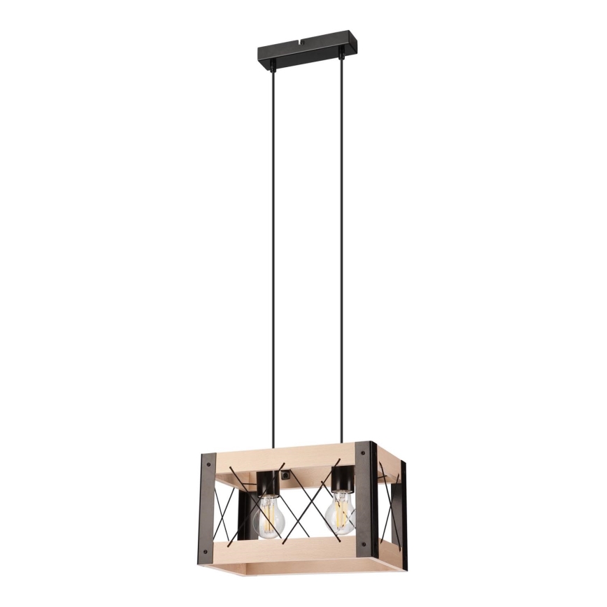 Luster na sajli FRIDA 2xE27/60W/230V crno/bež bukva