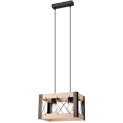 Luster na sajli FRIDA 2xE27/60W/230V crno/bež bukva