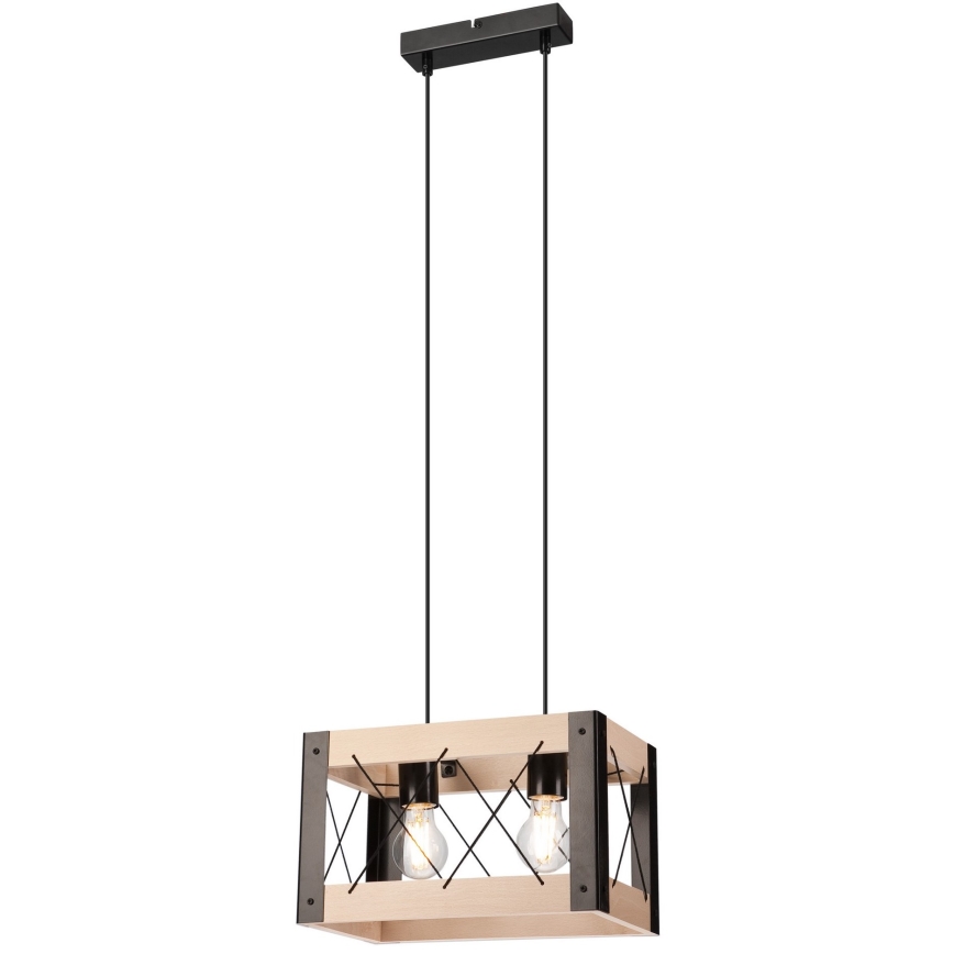 Luster na sajli FRIDA 2xE27/60W/230V crno/bež bukva