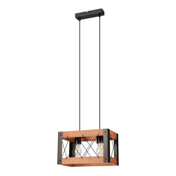 Luster na sajli FRIDA 2xE27/60W/230V crno/braon bukva