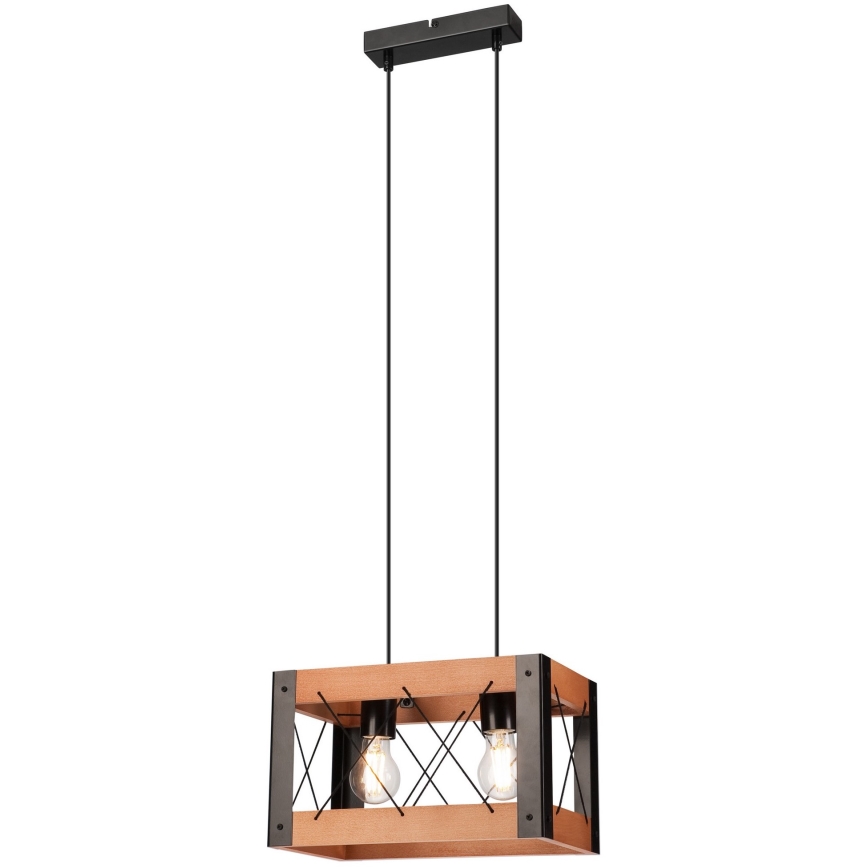 Luster na sajli FRIDA 2xE27/60W/230V crno/braon bukva