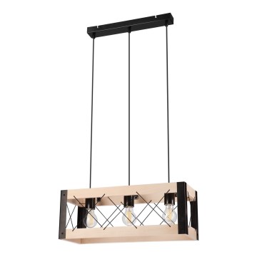 Luster na sajli FRIDA 3xE27/60W/230V crno/bež bukva