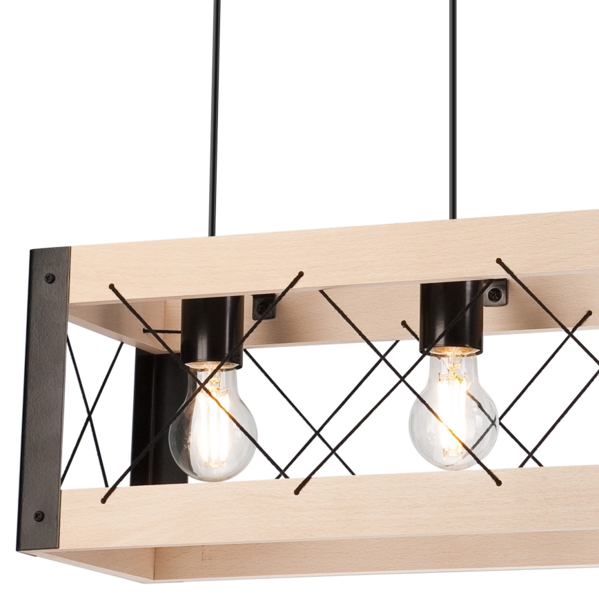 Luster na sajli FRIDA 3xE27/60W/230V crno/bež bukva