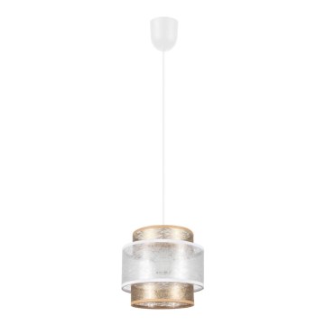 Luster na sajli GABI 1xE27/60W/230V zlatna/bela pr. 20 cm