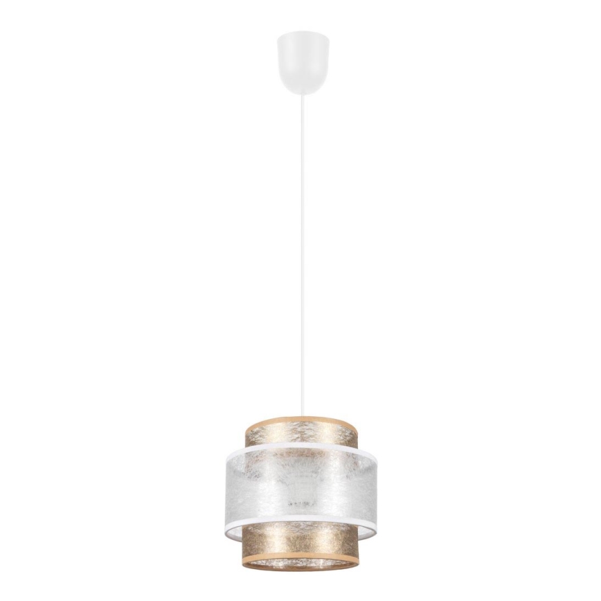 Luster na sajli GABI 1xE27/60W/230V zlatna/bela pr. 20 cm