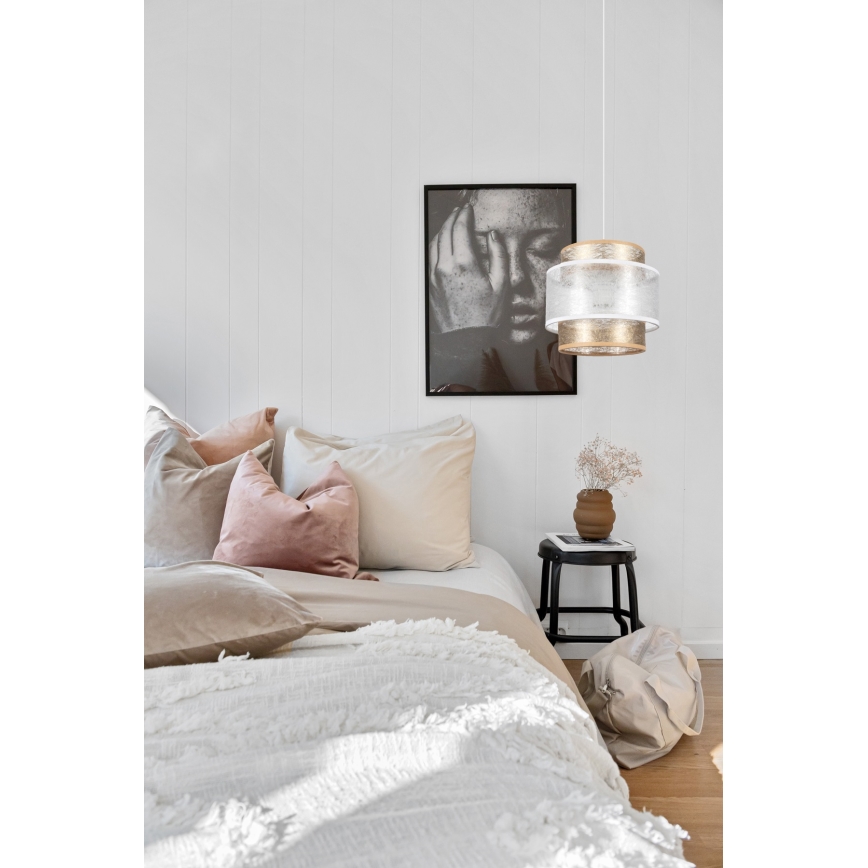 Luster na sajli GABI 1xE27/60W/230V zlatna/bela pr. 20 cm