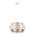 Luster na sajli GABI 1xE27/60W/230V zlatna/bela pr. 40 cm
