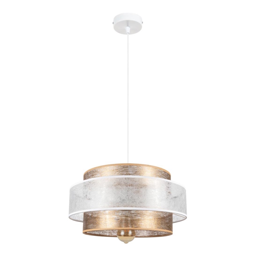 Luster na sajli GABI 1xE27/60W/230V zlatna/bela pr. 40 cm
