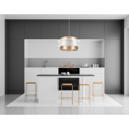 Luster na sajli GABI 1xE27/60W/230V zlatna/bela pr. 40 cm