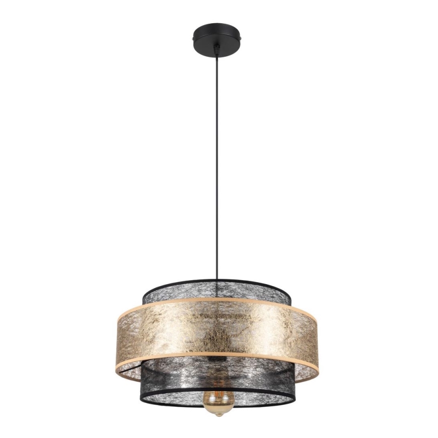 Luster na sajli GABI 1xE27/60W/230V zlatna/crno pr. 40 cm