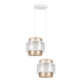 Luster na sajli GABI 2xE27/60W/230V zlatna/bela pr. 30 cm
