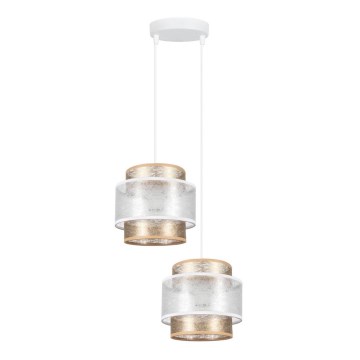 Luster na sajli GABI 2xE27/60W/230V zlatna/bela pr. 30 cm