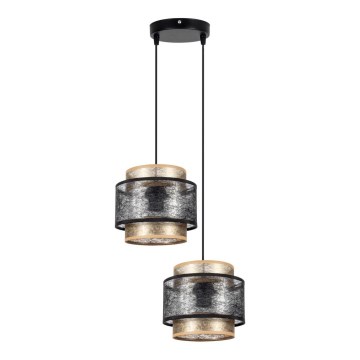 Luster na sajli GABI 2xE27/60W/230V zlatna/crno pr. 30 cm