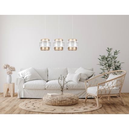 Luster na sajli GABI 3xE27/60W/230V zlatna/bela