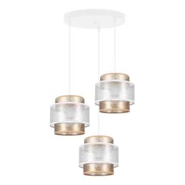 Luster na sajli GABI 3xE27/60W/230V zlatna/bela pr. 45 cm
