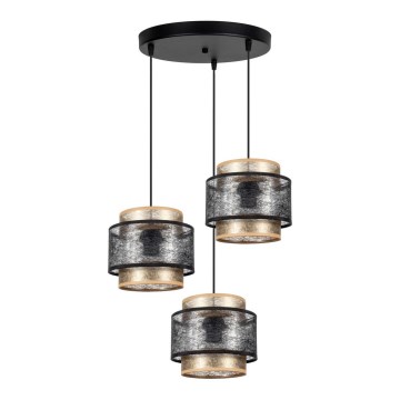 Luster na sajli GABI 3xE27/60W/230V zlatna/crno pr. 45 cm